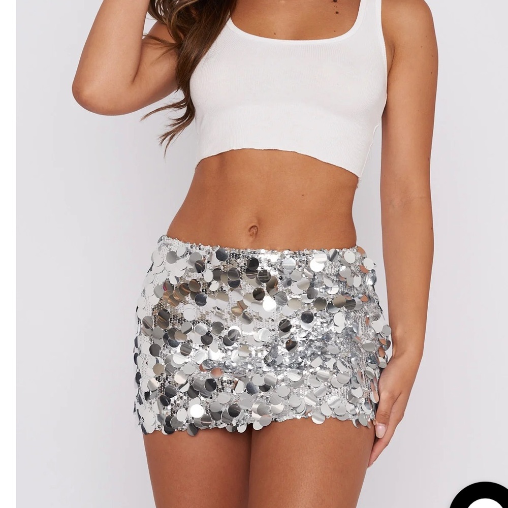 Disco Fever Mini Skirt Silver - White Fox Boutique